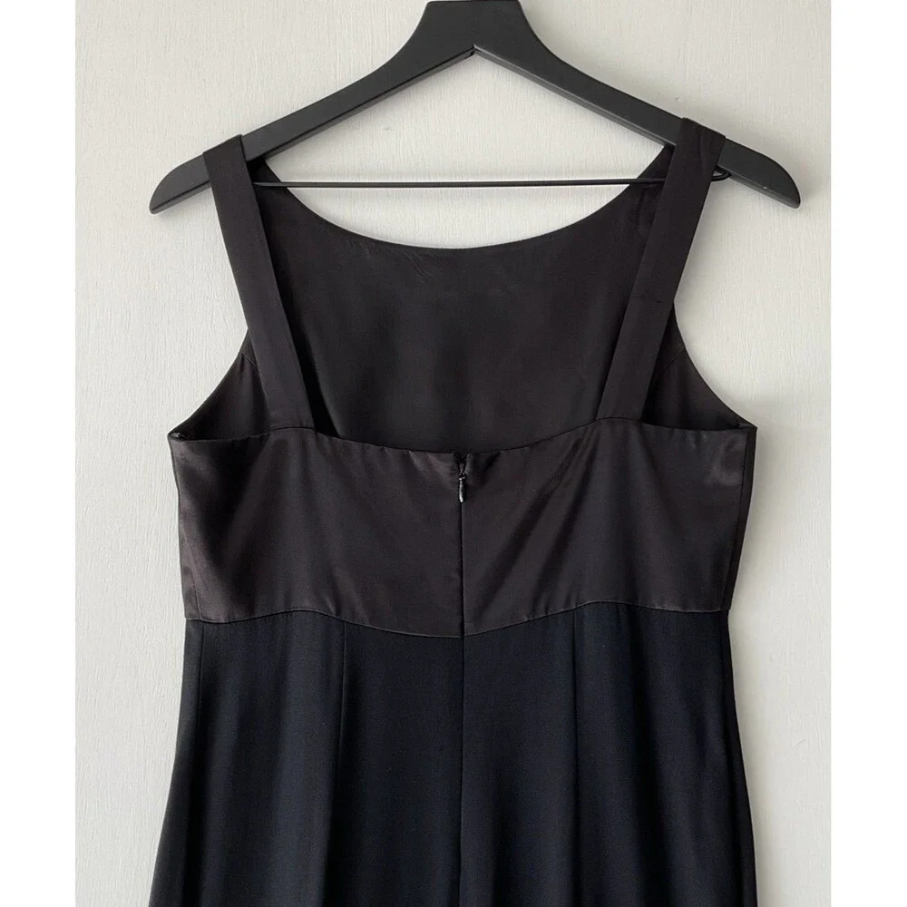 Vtg Late Edition Babydoll Maxi Dress Size 6 Black Satin Grunge USA 90s Y2K